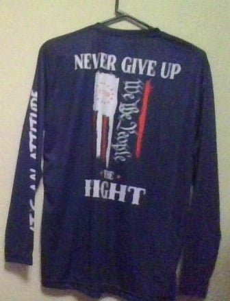 Never Give Up the Fight - Blue Long Sleeve Performance
