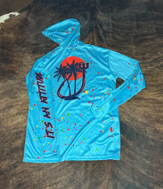 Youth Turquoise Splatter w/Palm Tree w/Hoodies