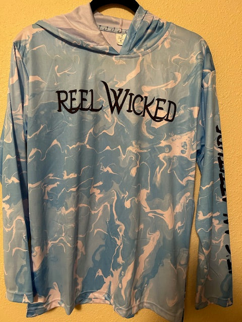 Adult Light Blue/White Marbled Shirt w/Hoodie