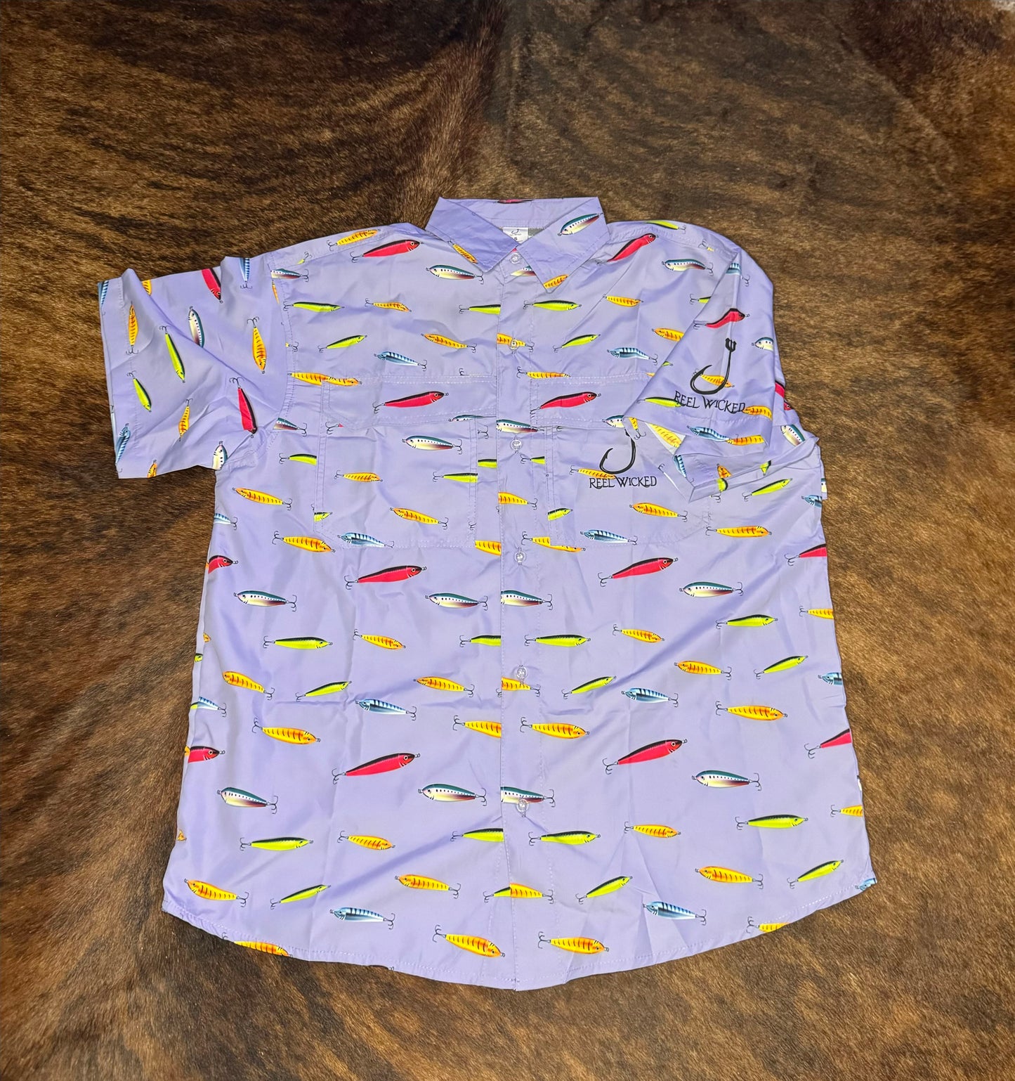 V53 Fishing Shirt Lavender Lures Short Sleeve