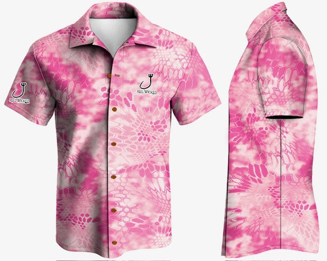 CL40F Pink Camo Button Down Short Sleeve