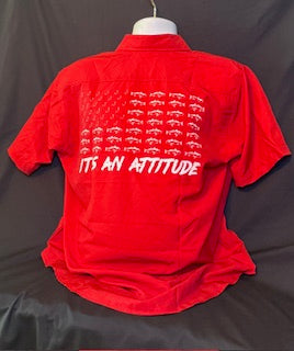 CL41 Red Button Down Flag Short Sleeve