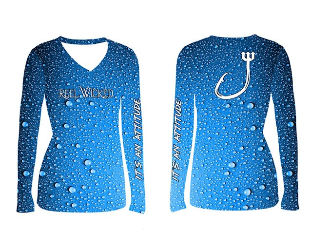 V24 Raindrops Blue V-Neck