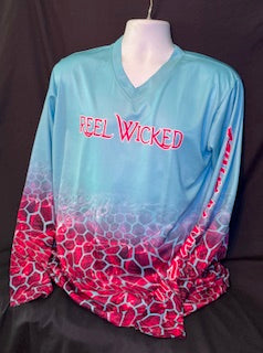 CL25 V-Neck Turquoise Pink Scales