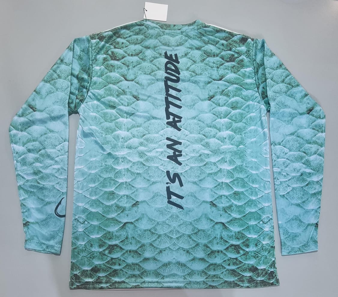 CL65 Long Sleeve Green/Turquoise Performance Shirt Scales