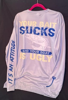 Bait Sucks Grey/Blue Writing