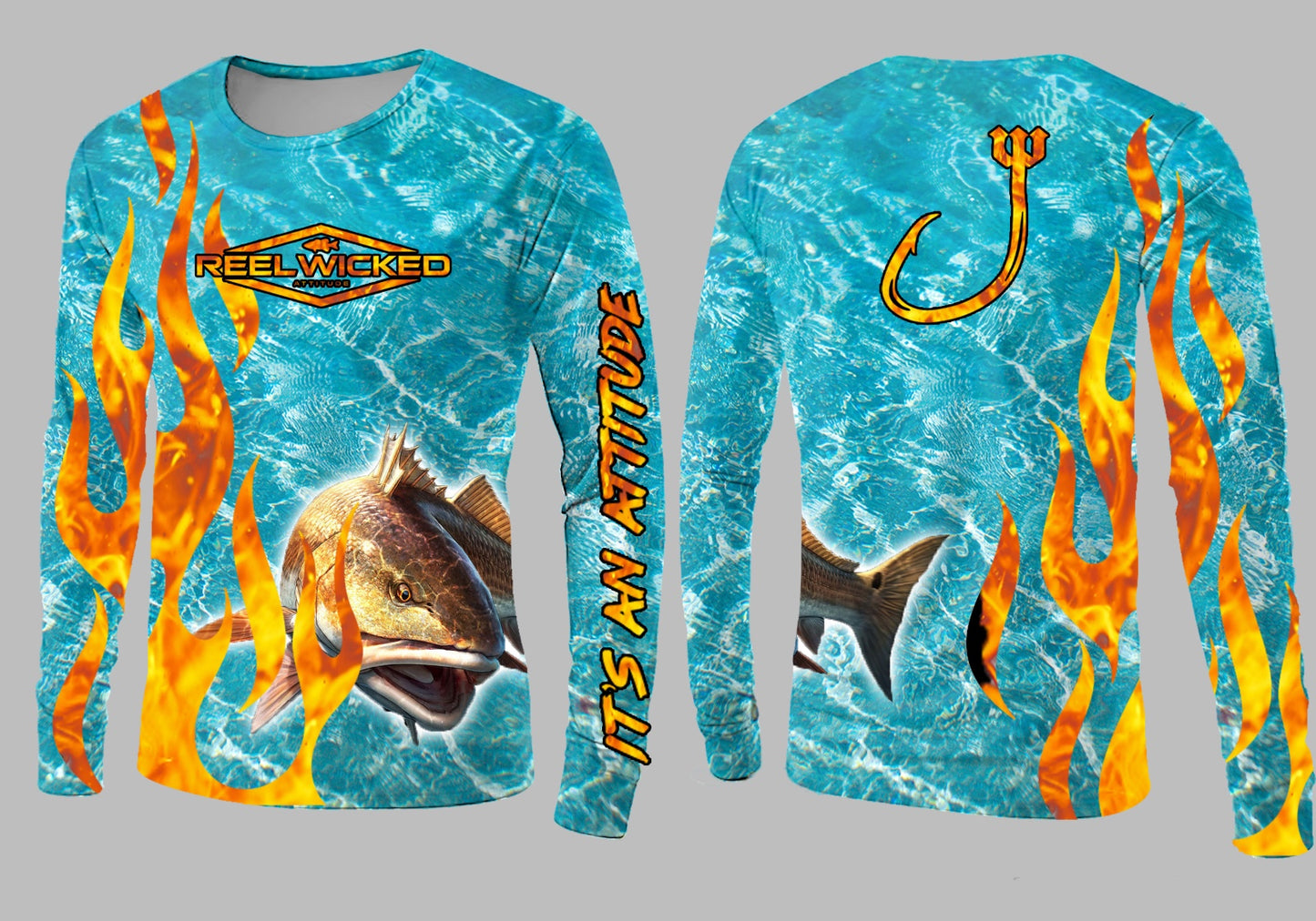 CL60 Turquoise Orange Flame Redfish LS