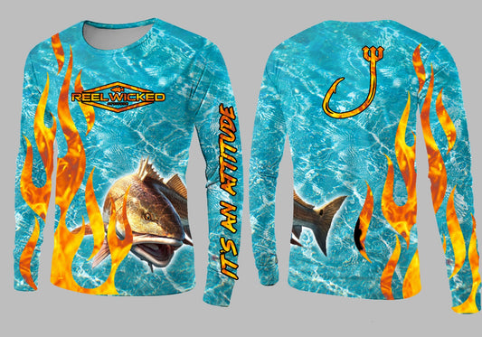 CL60 Turquoise Orange Flame Redfish LS