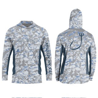CL31 Grey/Light Blue Camo Hoodie Contrasting Arms