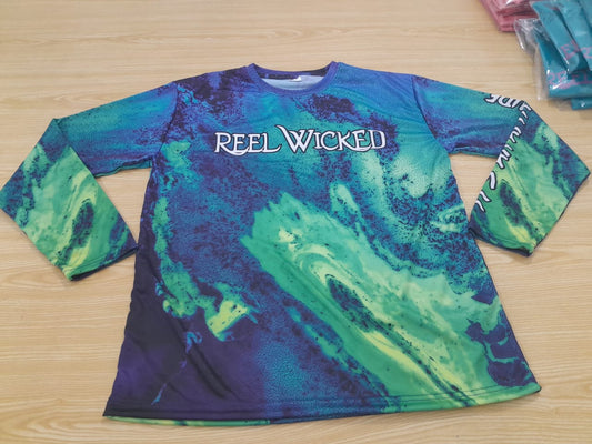 V139 Blue / Green Swirl Crew