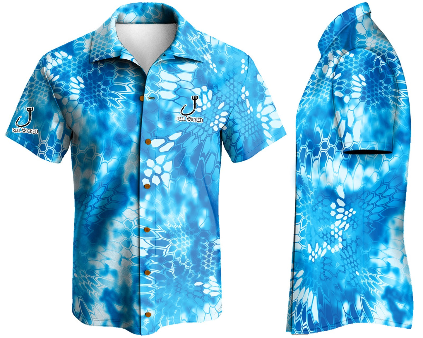 CL40F Blue Camo Button Down Short Sleeve