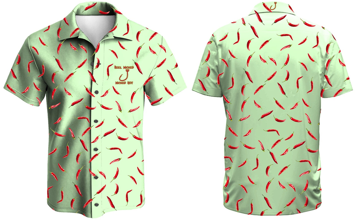 CL40H Green with Red Chilis Button Down