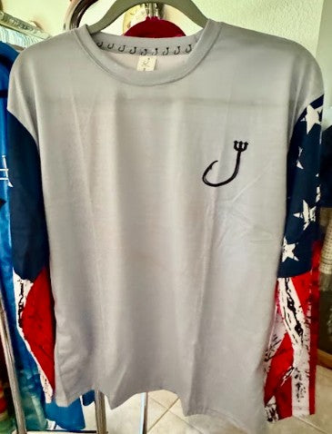 V124 Grey CottonBlend Performance USA/Texas Sleeves