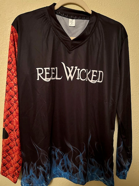 Adult Unisex Black Performance Shirt w/Red Tail Sleeve