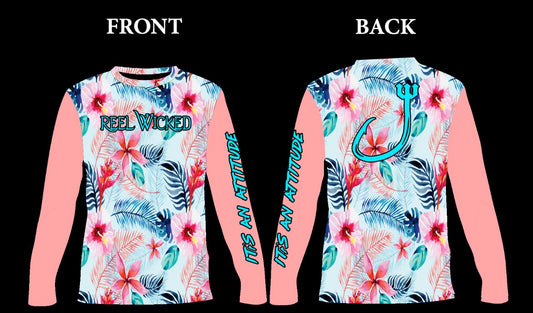 V142 Palm Leaf Long Sleeve Pink