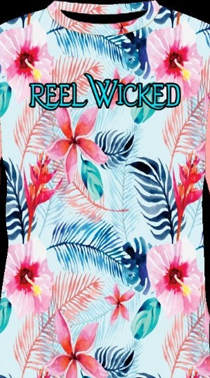 V142 Palm Leaf Print Razorback Split Tank