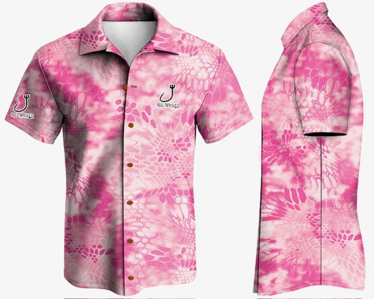 CL40F Pink Camo Button Down Short Sleeve
