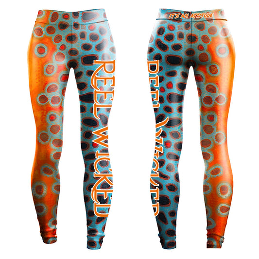 CL145  Blue/Orange Trout Performance Leggings