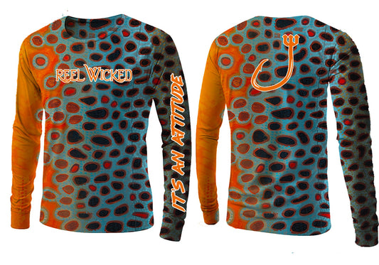 CL145  Blue/Orange Trout Performance Long Sleeve