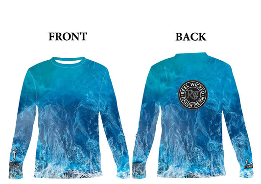 V77 Blue Ocean Waves Performance Long Sleeve