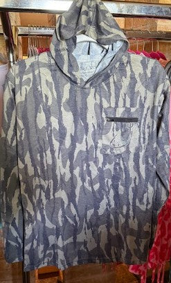CL120 BottomLand Camo Performance LS Hood with Zipper Pocket Viscose