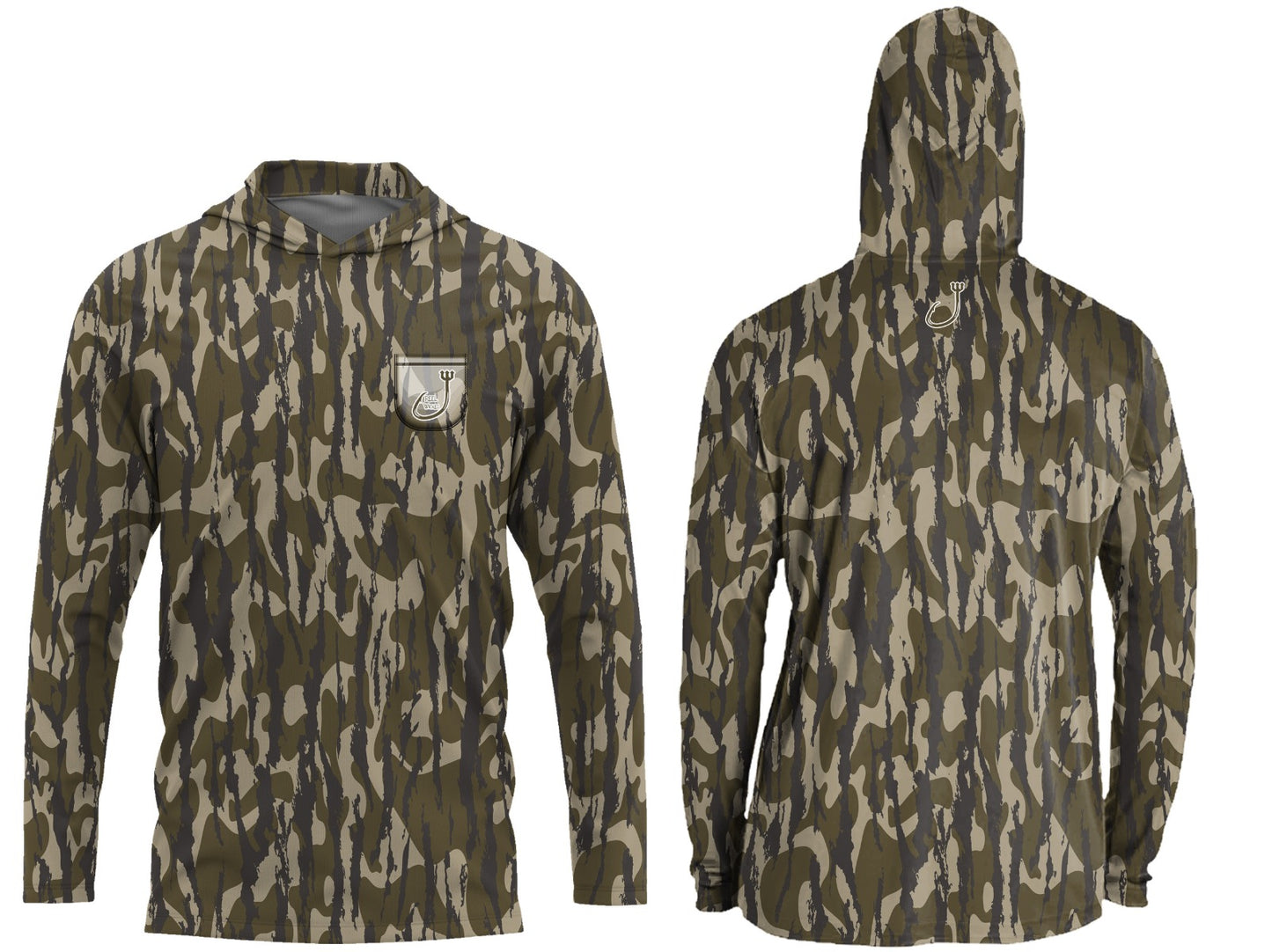 CL120 BottomLand Camo Performance LS Hood with Zipper Pocket Viscose