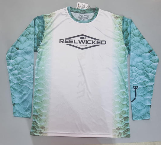 CL65 Long Sleeve Green/Turquoise Performance Shirt Scales