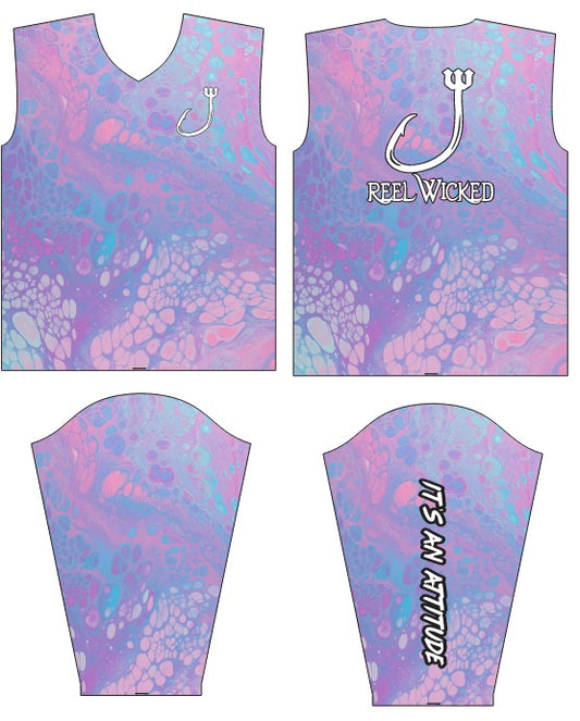 V97 Purple/Pink Ocean Waves Performance Long Sleeve