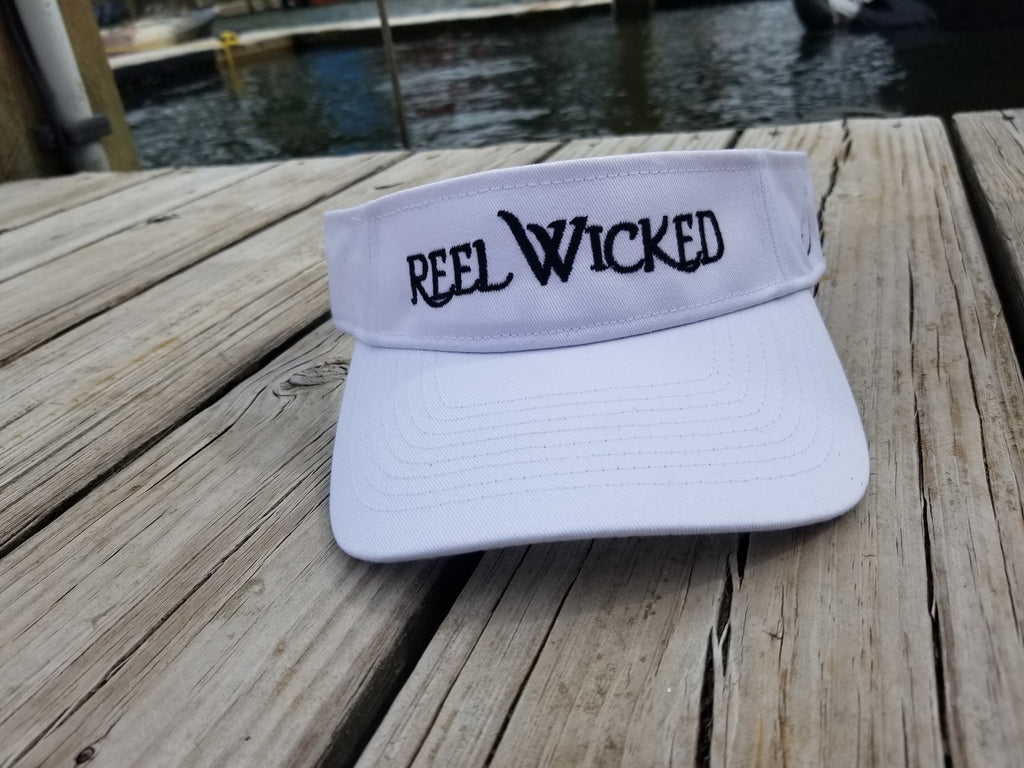 Hat White visor blk logo